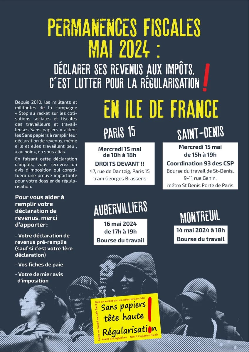Organiser une permanence fiscale le 14 mai 2024.
