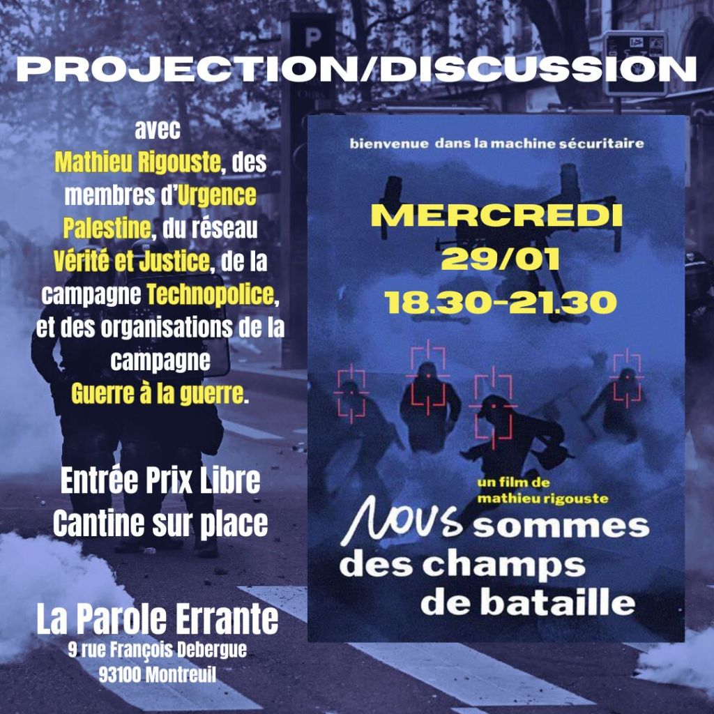 Projection-Discussion autour de &laquo;&nbsp;Nous sommes des champs de bataille&nbsp;&raquo; de Mathieu Rigouste