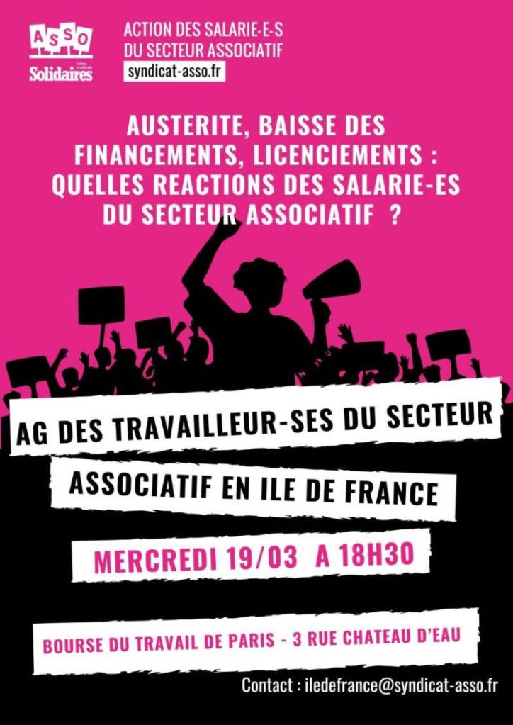 AG des travailleur-ses du secteur associatif, 19 mars.