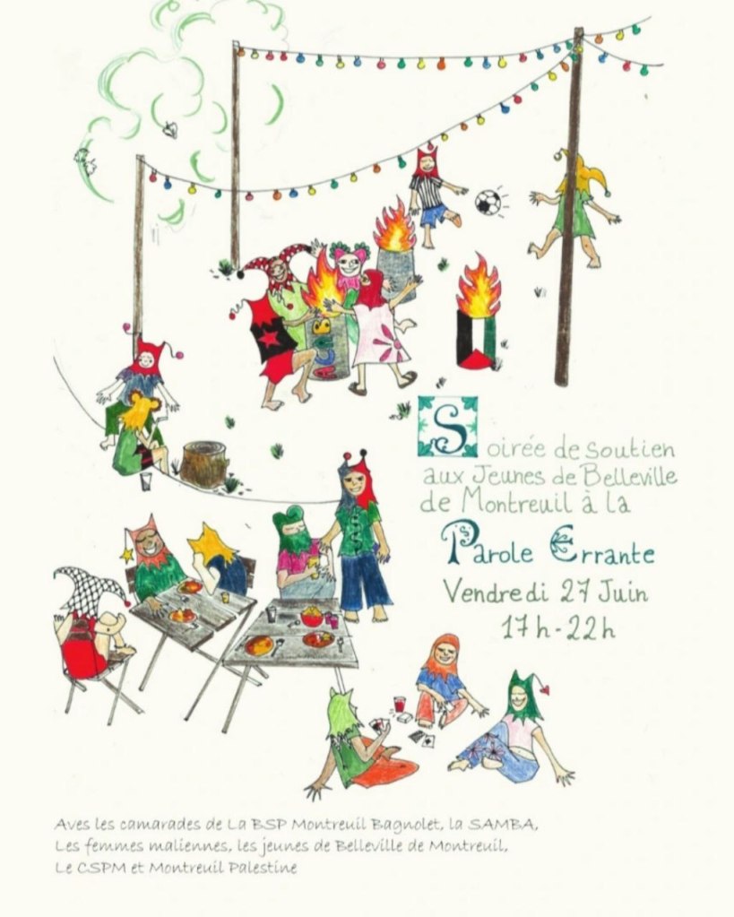 Soirée de soutien aux jeunes de Belleville, 27 juin.