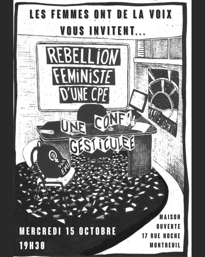 Conférence gesticulée, rébellion féministe d&rsquo;une CPE le 15 octobre.