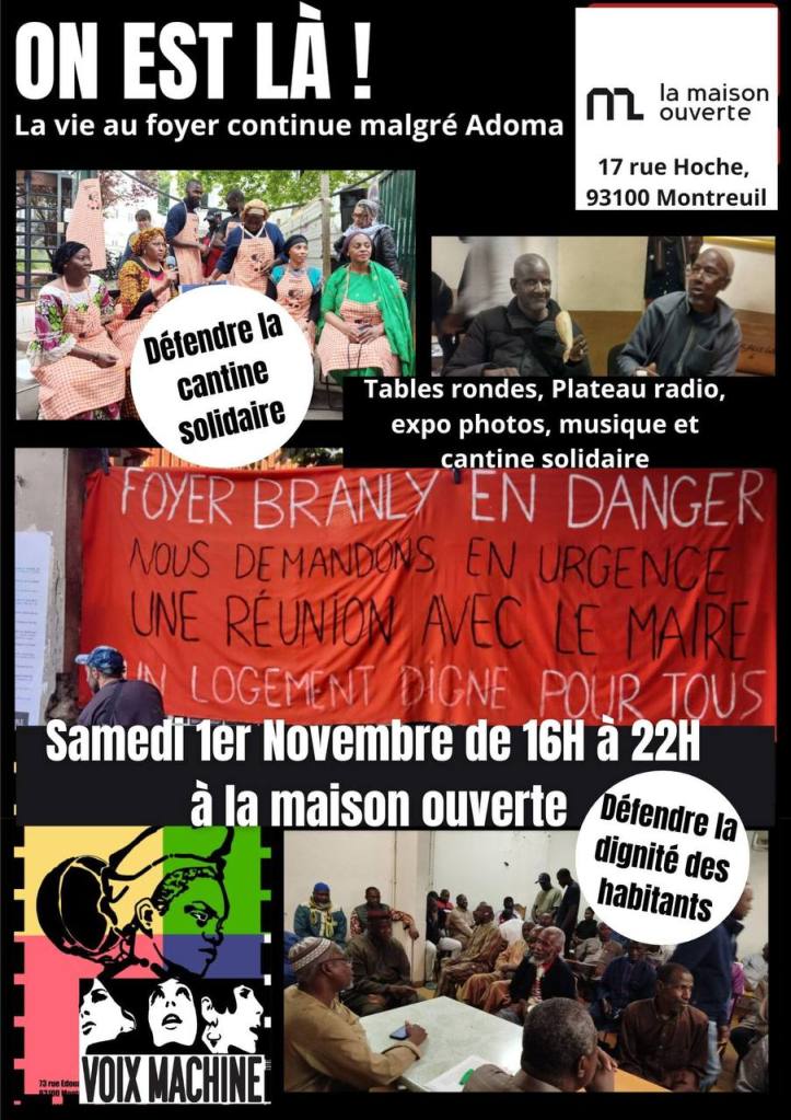 Soutien au Foyer Branly le 1er novembre.