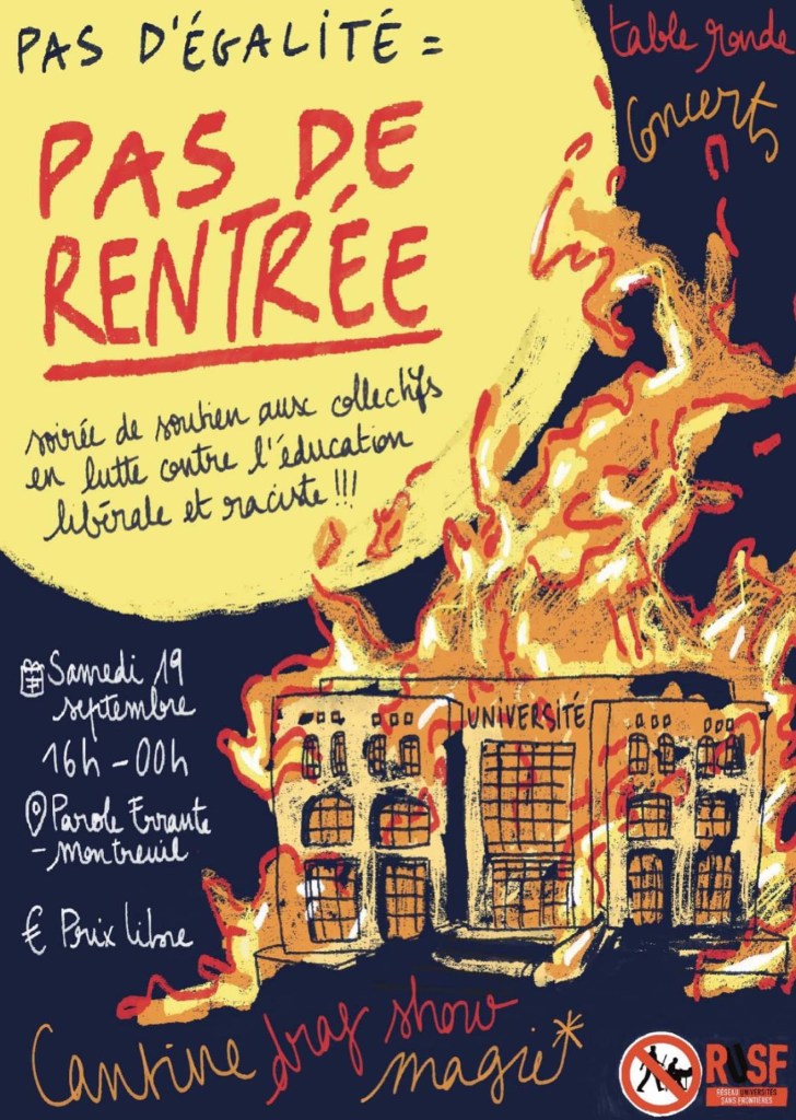 Pas d’égalité = pas de rentrée. Soirée RUSF le 19 septembre